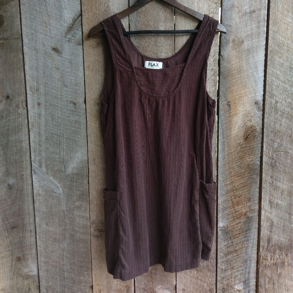 Flax Brown Corduroy Cotton Jumper Minidress